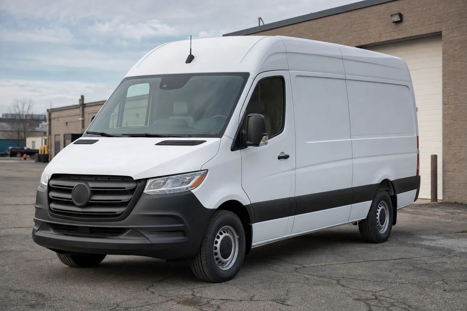 White high-roof commercial cargo van